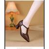 Baotou sandals children's summer 2025 new pointed stiletto one-word Velcro with leather sewing line high heels