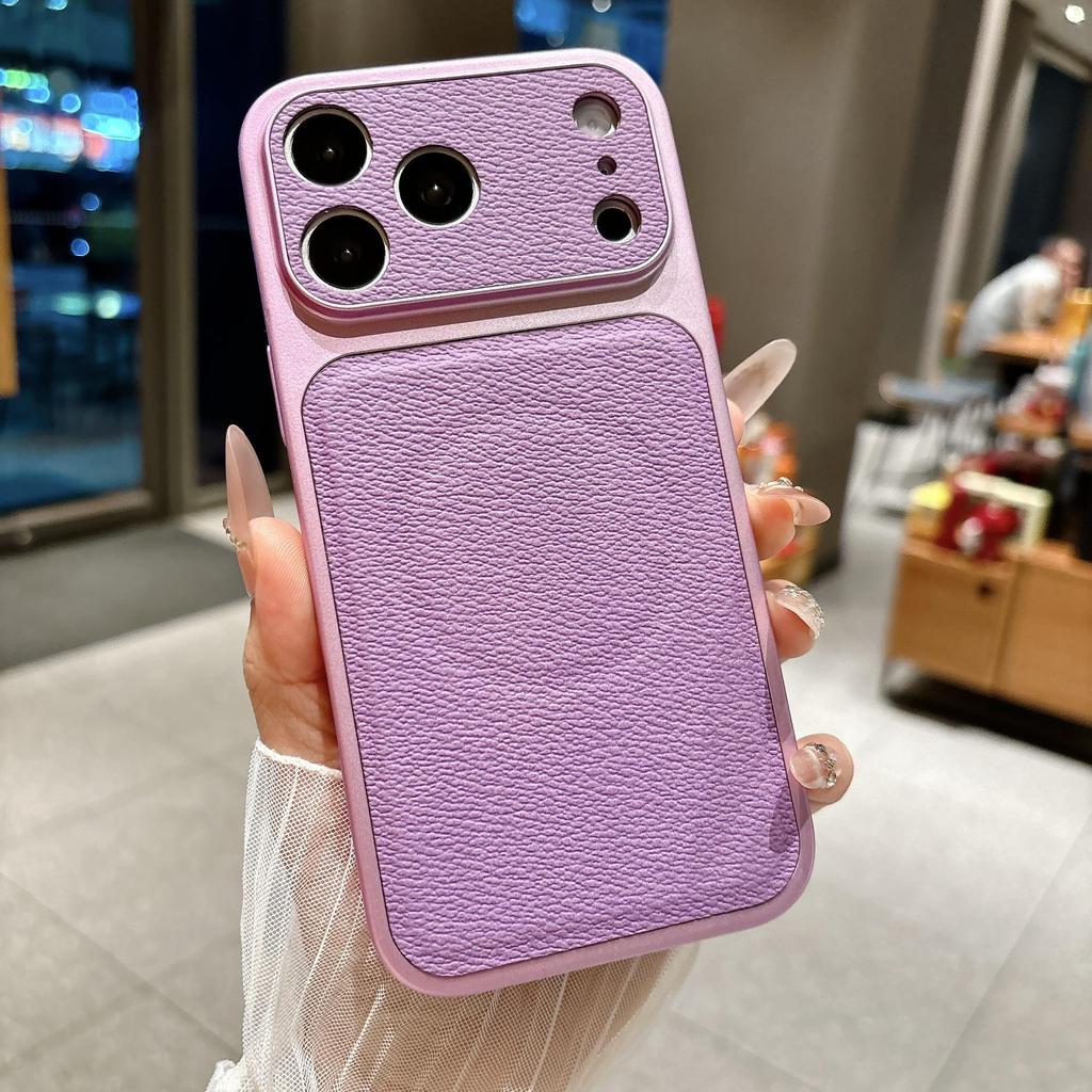 Lychee Pattern Skin Sticker & Magnetic Case for iPhone 17 Pro Max - Apple 16 Solid Leather
