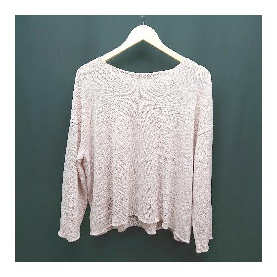 DHOLIC round neck plain thin long sleeve cut and sew no markings pink ladies E [Used]