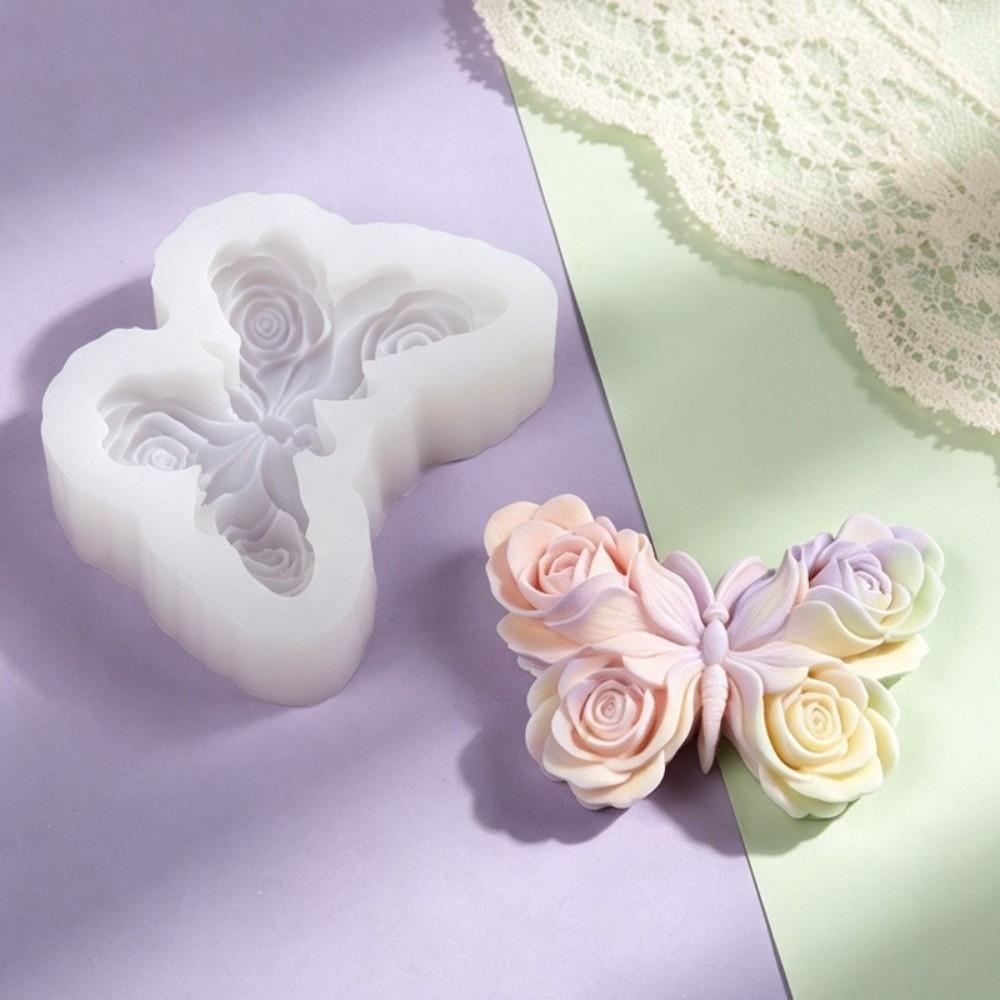 1pc DIY Silicone Candle Mold Flower Relief Rose Butterfly Mold Aroma Candle Plaster
