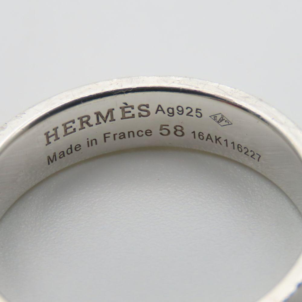 Used HERMES Ring Collier De Cyan PM EU#57 58 Silver925 5.0g Silver Studs