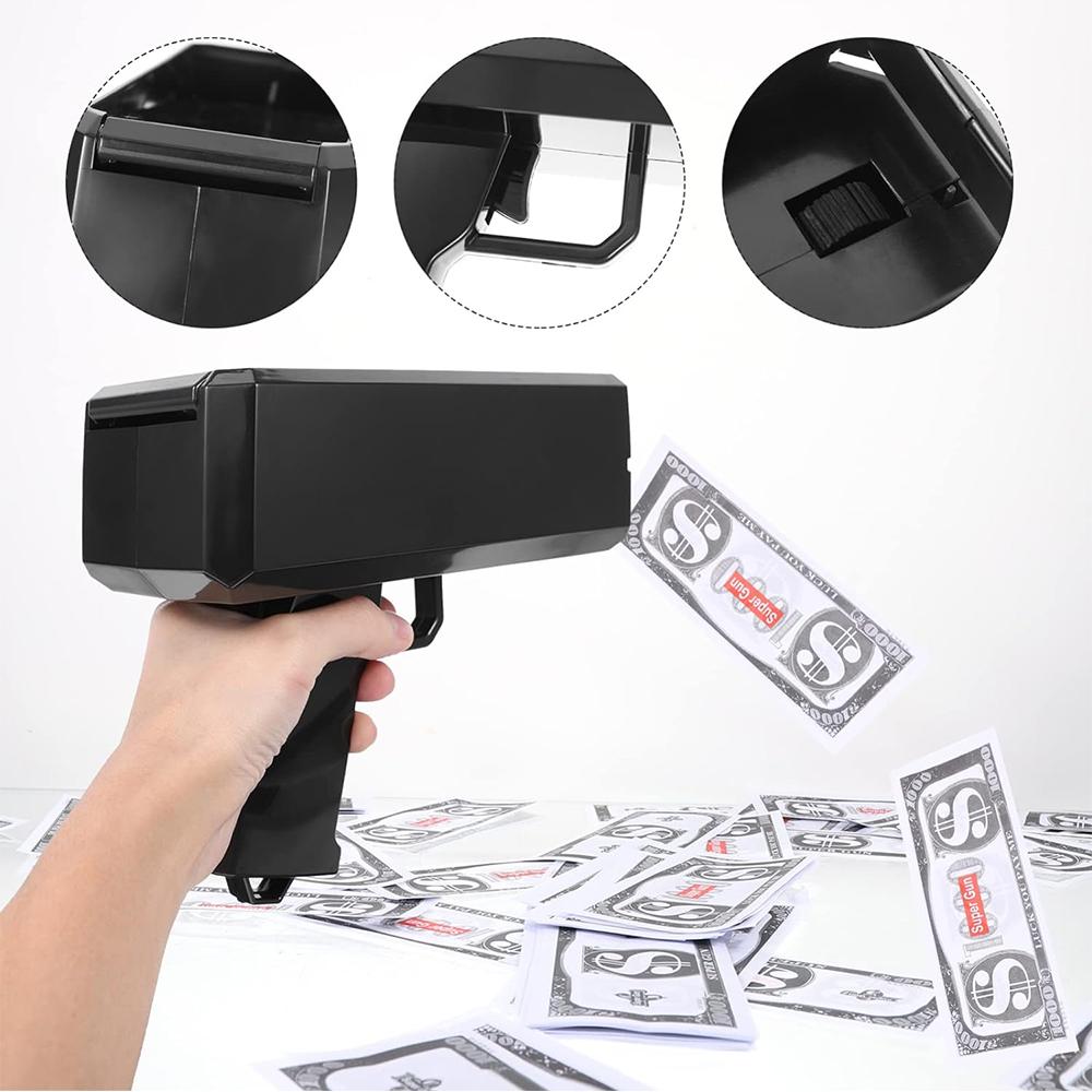 Pistola Spara Soldi Nera con 100 Pezzi di Scena per Matrimoni Compleanni Addio al Nubilato