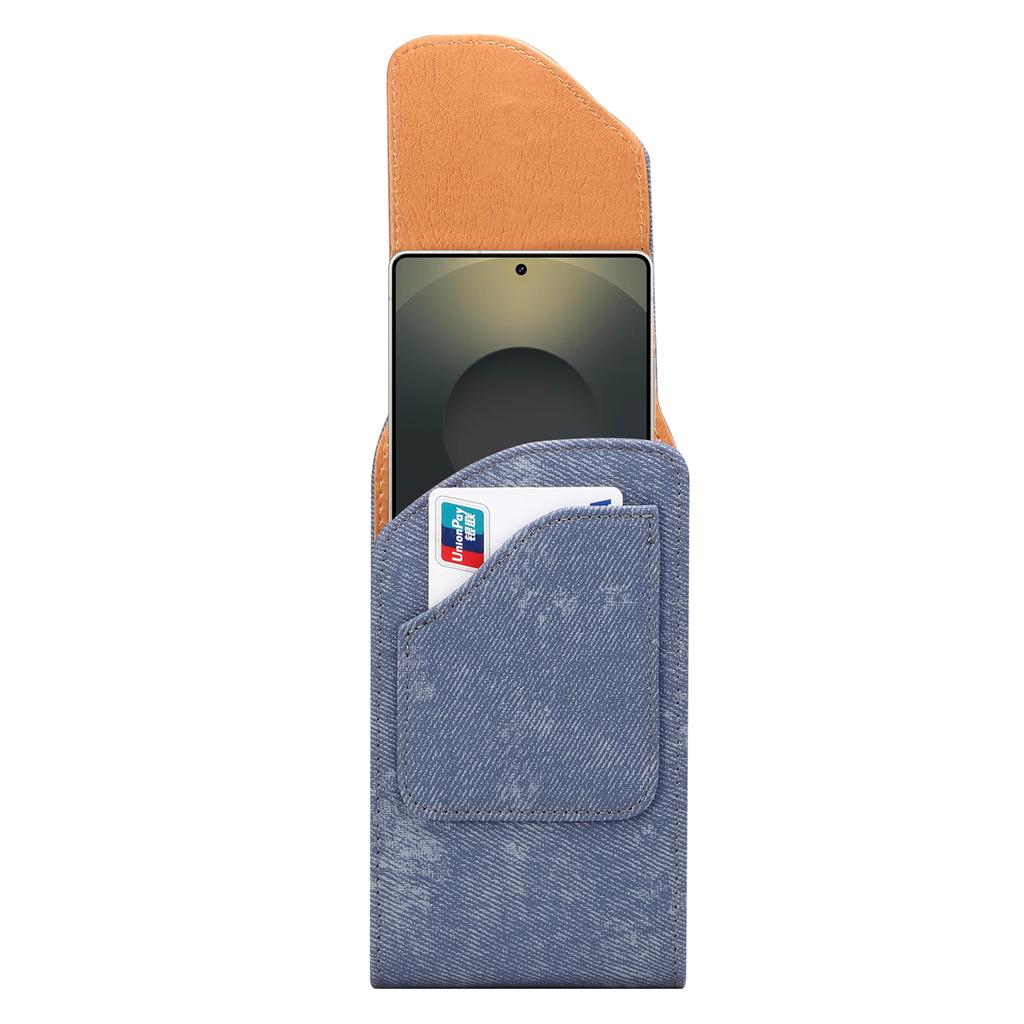 7.2 inch Phone Case Holster for Huawei Mate 40 Lite/Mate 20 X/Xiaomi Mi Max,Jeans Cloth Texture Belt Clip Leather Bag with Card Slot