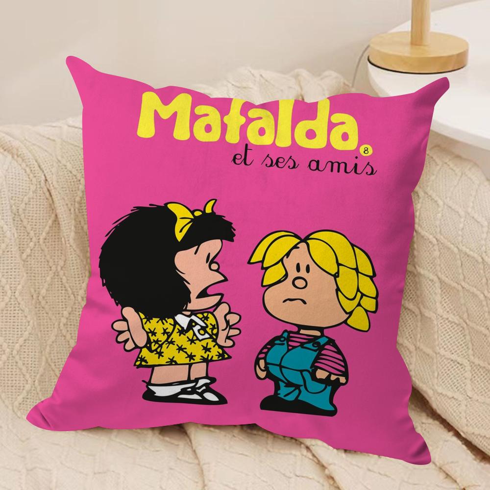 Cartoon MMafalda Cushion Cover Soft Plush DoubleSided Printed Sofa Pillow Cushion Cover Cozy AllSeason Durable Decor Gift