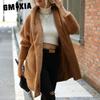 Autumn Casual Women's Wear: Double-sided Fleece Solid Color Loose, Buttonless Cardigan Long Coat for Women