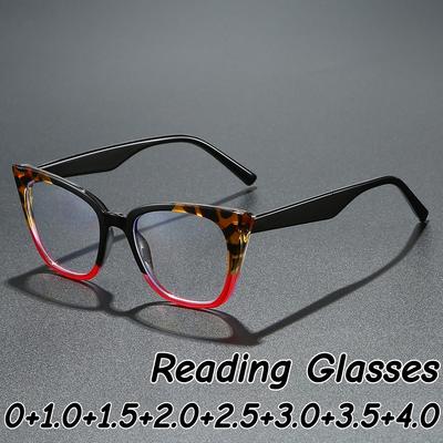 2026 Large Square Frame Reading Glasses Women Men Fashionale Trendy Cat Eye Far Sight Eyeglasses Unisex Anti Blue Ray Glasses