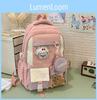 Blocked Fashion Color Letter Pattern Backpack With Transparent Compartment