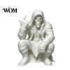 Unique Desktop Sculpture Crouching Hooded Devil God Figurine, Decorative Ornament with Skull Mask & Muscle Lines, Hip Figure Hop Gothic Rocker Statue