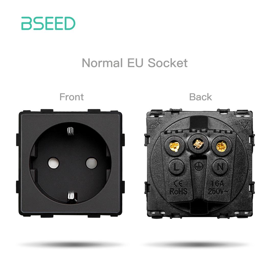 BSEED Wall Touch Switch 1/2/3Gang 1/2Way Light Switch Dimmer Function Parts Glass Panel Frames EU Wall Sockets DIY Parts Only