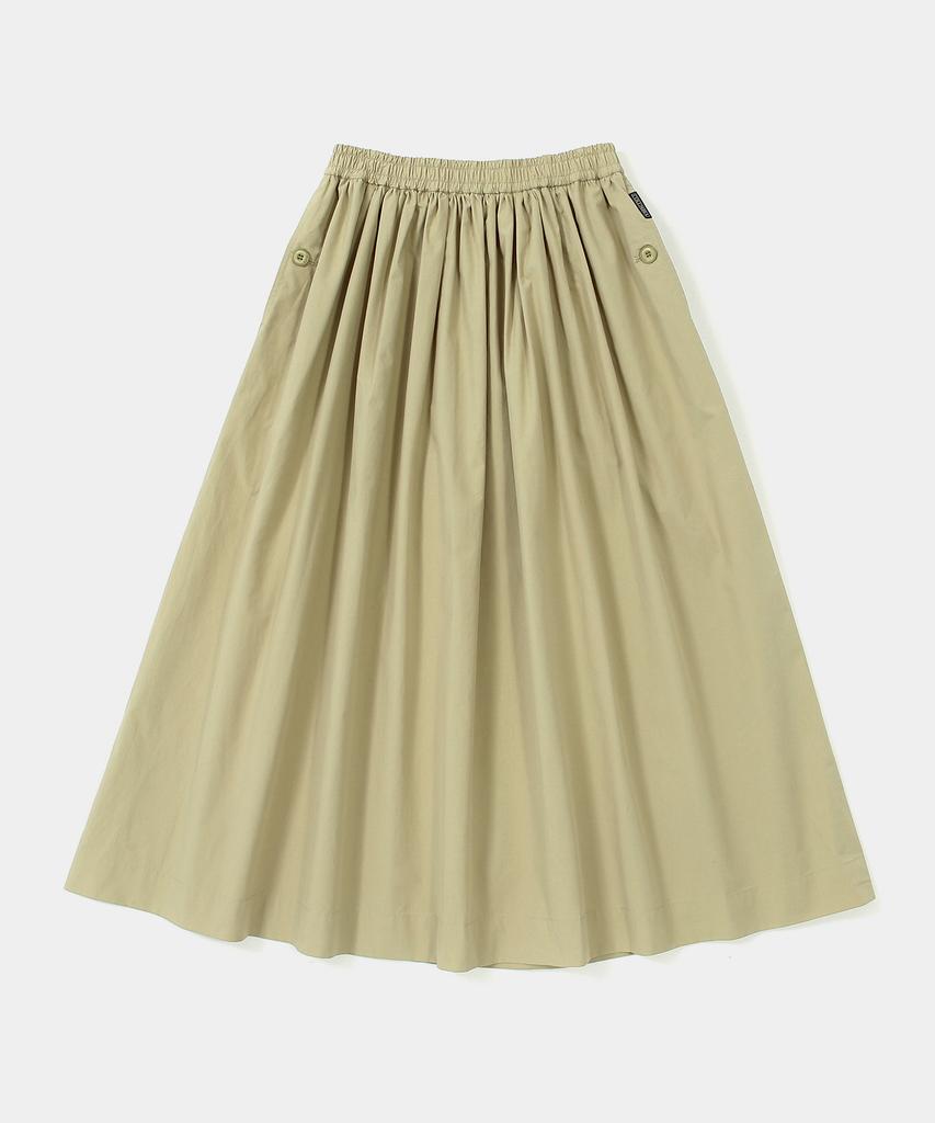 COLUMBIA UNIVERSITY All-Round Pleats Cotton Long Skirts Beige