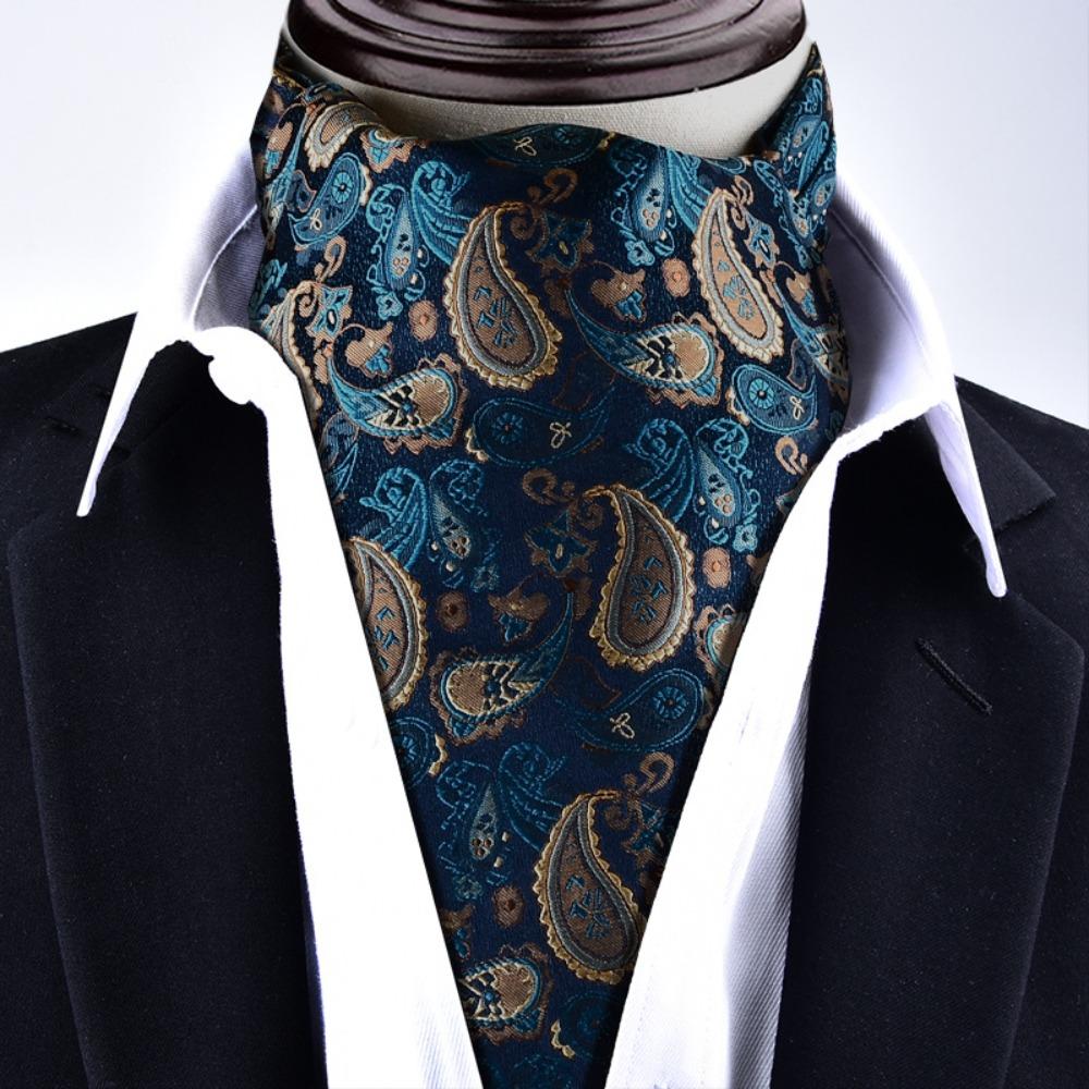 Floral Pattern Ascot Tie Paisley Polka Dot Self Tie Vintage Cravat Tie  Wedding Party