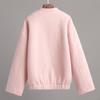 Women's Pink Winter Fleece Jacket - Stand-Up Collar, European & American Style