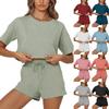 Women's Casual Sports 2 Piece Suit Solid Color Short Sleeve Top And Pants Set