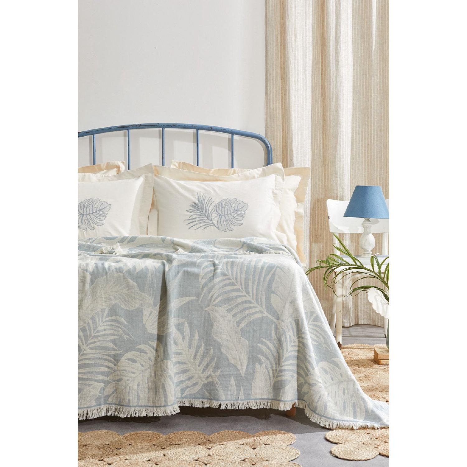 

Belinda Double Mslin Pike Bed Cover Set - Blue синій