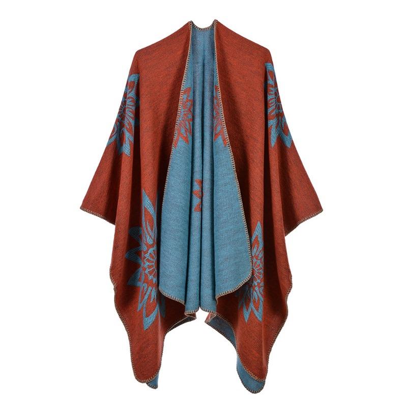 Women's Autumn and Winter Extended Fashion Scarf Shawl Dual-purpose Travel Camping Warm Double-sided Imitation Cashmere Cape