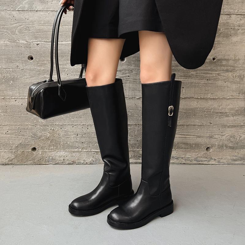 Retro Style Fashion Versatile Tall Boots 2025 Autumn and Winter New Round Head Thick Heel Sleeve Knight Boots Casual Women's Boots