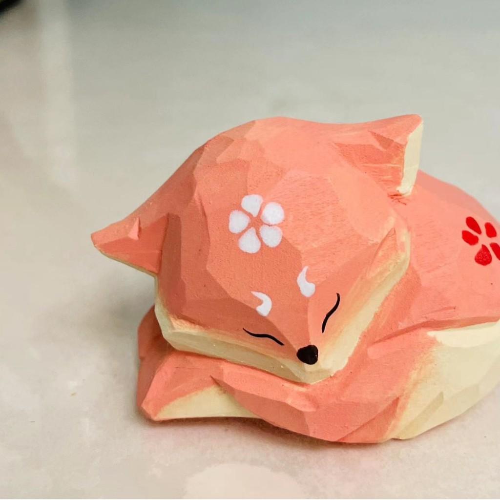 

Wooden Craft Woodcarving Decor With Fox Figurine Gift For Home And Office Decor оранжевый