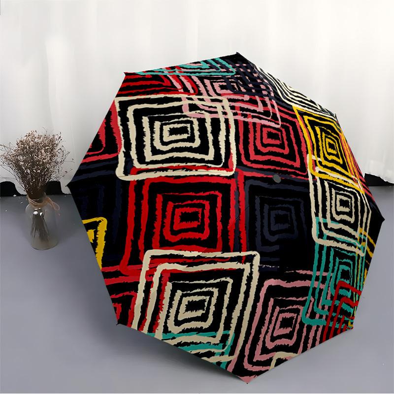 1pc Abstract Pattern Open/Close Folding Umbrella, All- Portable Umbrella for & Men, Stylish Accessory (Holiday Gift) 8-Rib Yy251213150
