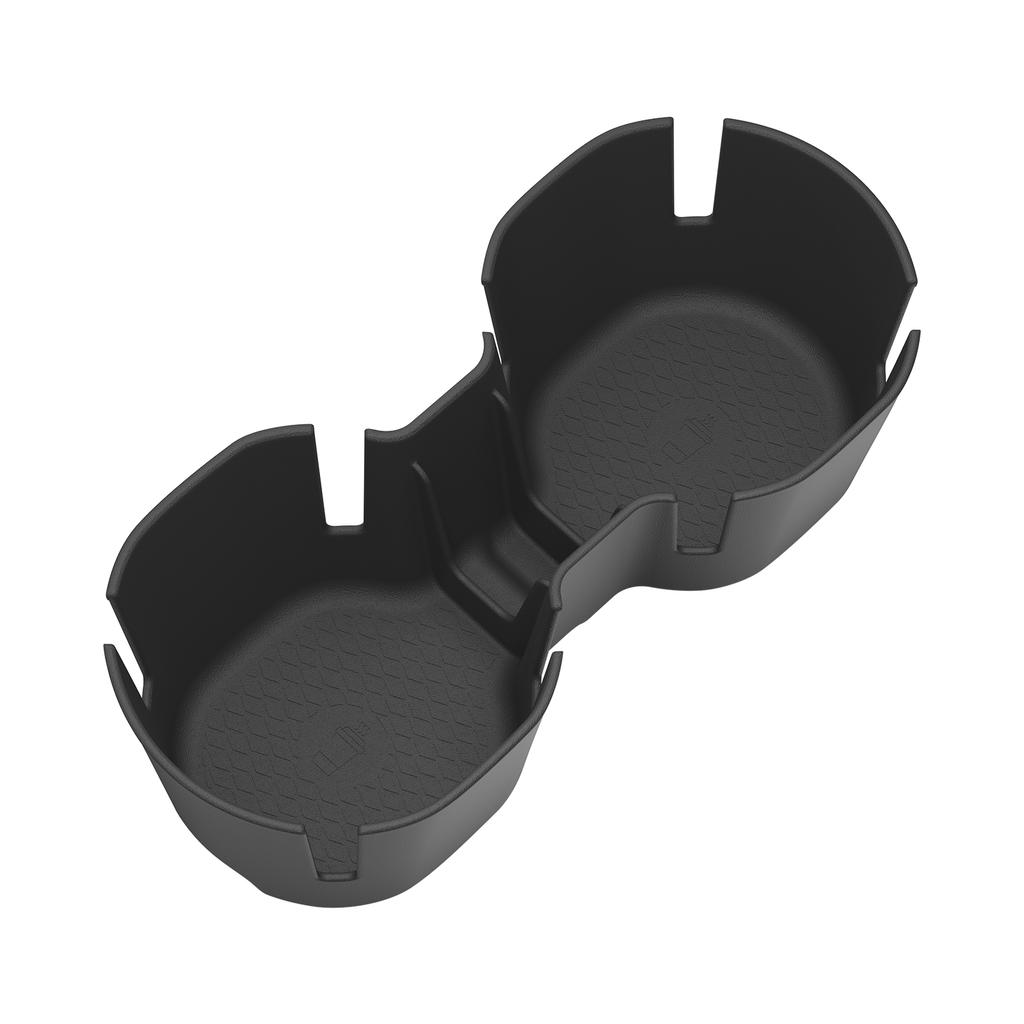 LUCKEASY for Volvo EX90 2025 2026 Car Central Console Water Cup Holder Tray TPE Cup Box Tidying Black