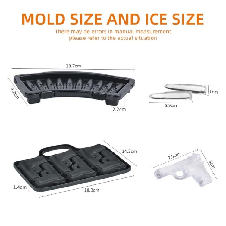 Silicone Ice Moulds Guns/Bullet Shaped for Whiskey Cocktails and Juice Beverages