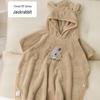 Cartoon Hooded Coral Fleece Bath Towel Cape for Children and Newborns