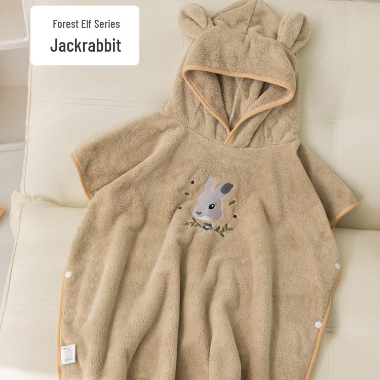 Cartoon Hooded Coral Fleece Bath Towel Cape for Children and Newborns