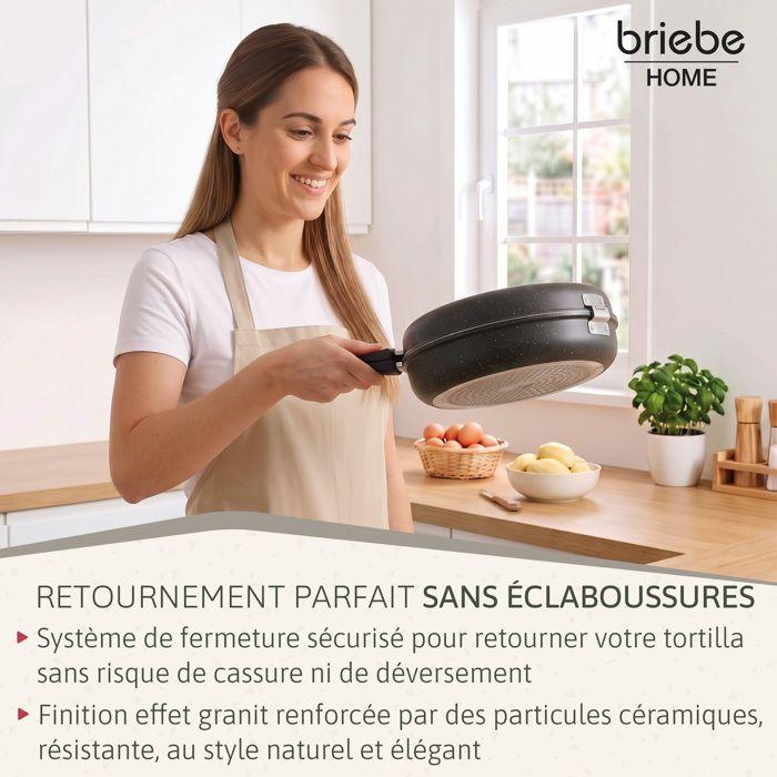 Poêle double - BRIEBE - FP1207-24 - 24 cm - Induction - Revêtement ILAG GRANITEC 4 couches