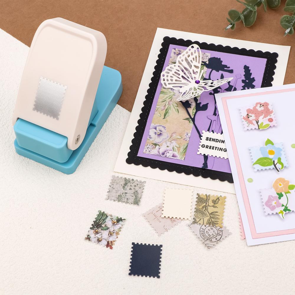 Rectangle Postage Stamp Punch 1x0.8inch Lever Action Craft Punch for Paper Crafting Scrapbooking Postage Stamp Craft Punch Tool