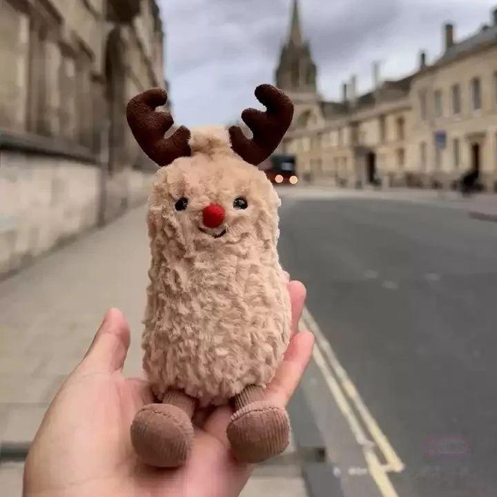15cm Kawaii Jellycat Inspired Peanut Plush Toys Soft Fluffy Stuffed Reindeer Cute Dolls Special Gift for Kids Adorable Home Deco