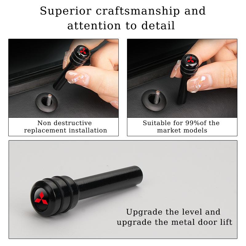 For Mitsubishi Mirage Lancer 9 10 ASX L200 Colt Pajero Outlander Eclipse 2/4pcs Alloy Car Door Lock Knob Pins Caps Covers