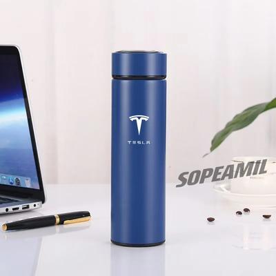 Para Model 3 Model Y Model S Model X Cybertruck Roadster 500ML Taza Termo de Vacío para Coche Pantalla de Temperatura Taza de Café