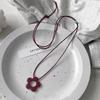 Colorful Hollow Flower Pendant Necklace for Women Adjustable Rope Sweater Decoration Party Gifts Choker Jewelry Accessories