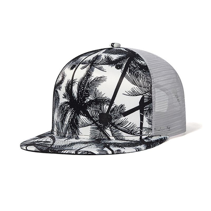 Atmungsaktive Mesh-Baseballkappe mit flachem Schirm für den Außenbereich Hip-Hop Herren Digitaldruck Verstellbare Trucker-Kappe Damen Lässige Snapback Papa-Hüte