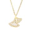 Full Diamond Ginkgo Leaf Necklace Women'S Premium Temperament Versatile Zircon Pendant Delicate Necklace