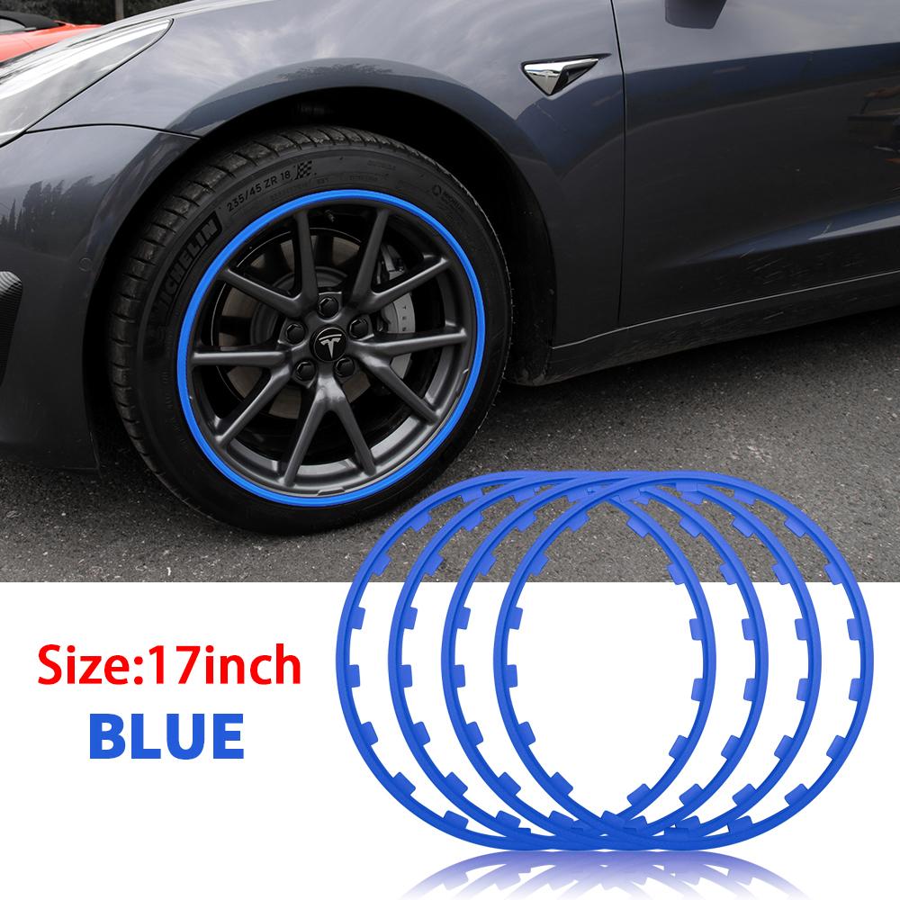 AMA1 4PCS/SET Car Vehicle Wheel Rims Protector Decor Strip Tire Guard Line Rubber Moulding Trim for Tesla Model 3 Y S X 2017-2023