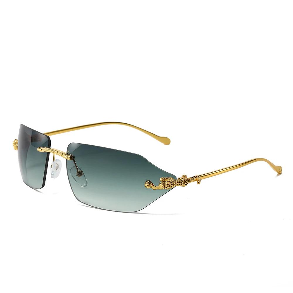 New Fashion Luxury Brand Designer Sunglasses Women Men Leopard 2026 Vintage Rimless Shades Glasses Elegant Cute Top Sunglasses