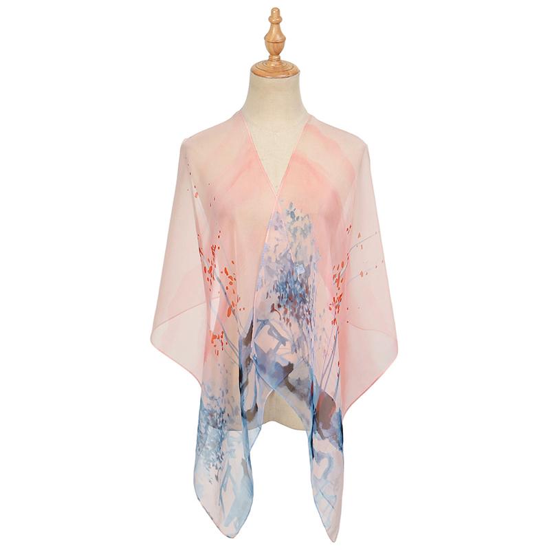 Colorful Voile Silk Scarf for Women Summer Beach Shawls Scarves Bufandas Foulard Luxury Brand Flower Design Long Muslim Hijabs