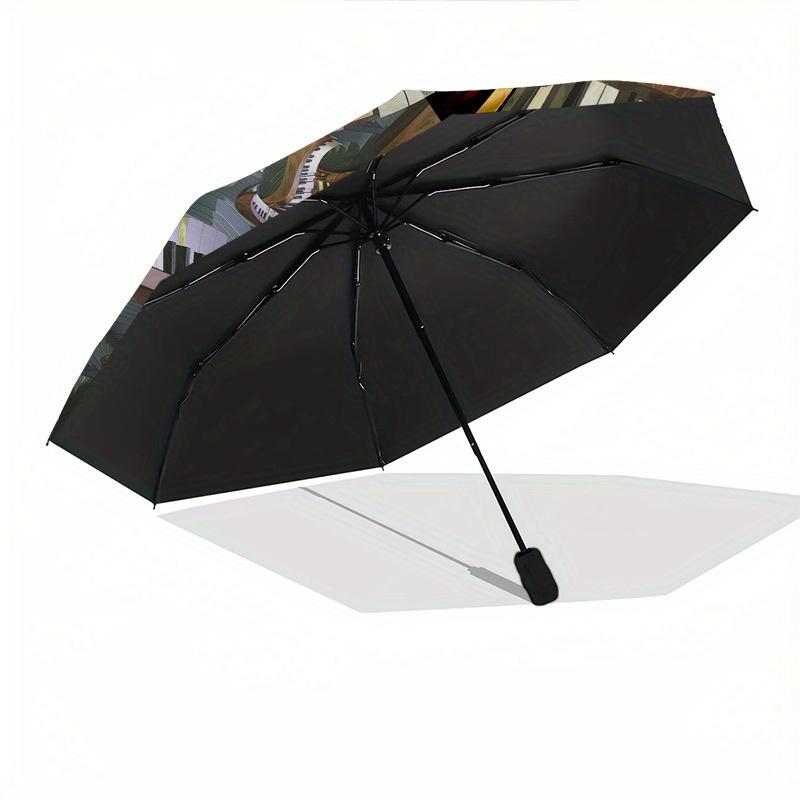 Piano Keys, Abstract Art Theme 8 Bone Hand Automatic Folding Umbrella, Compact and Portable Design, A Perfect Gift for Birthday, Christmas O