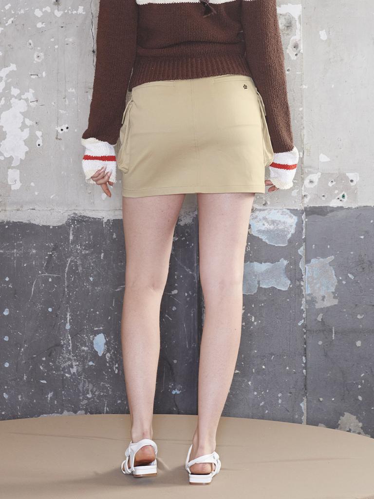 KIJUN Joel Cargo Mini Skirt Beige