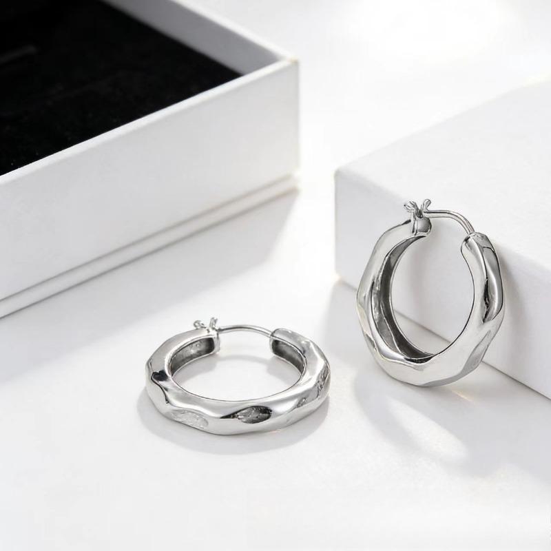 1PAIR French minimalist gurgling earrings, high-end light luxury 2025 new popular niche unique temperament plain ring earrings women