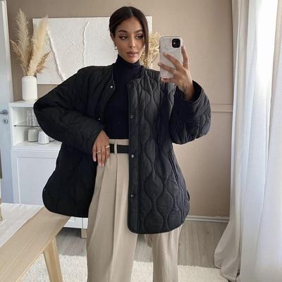 2024 Autumn/Winter Plus Size Women's European & American Diamond Pattern Quilted Cotton Jacket