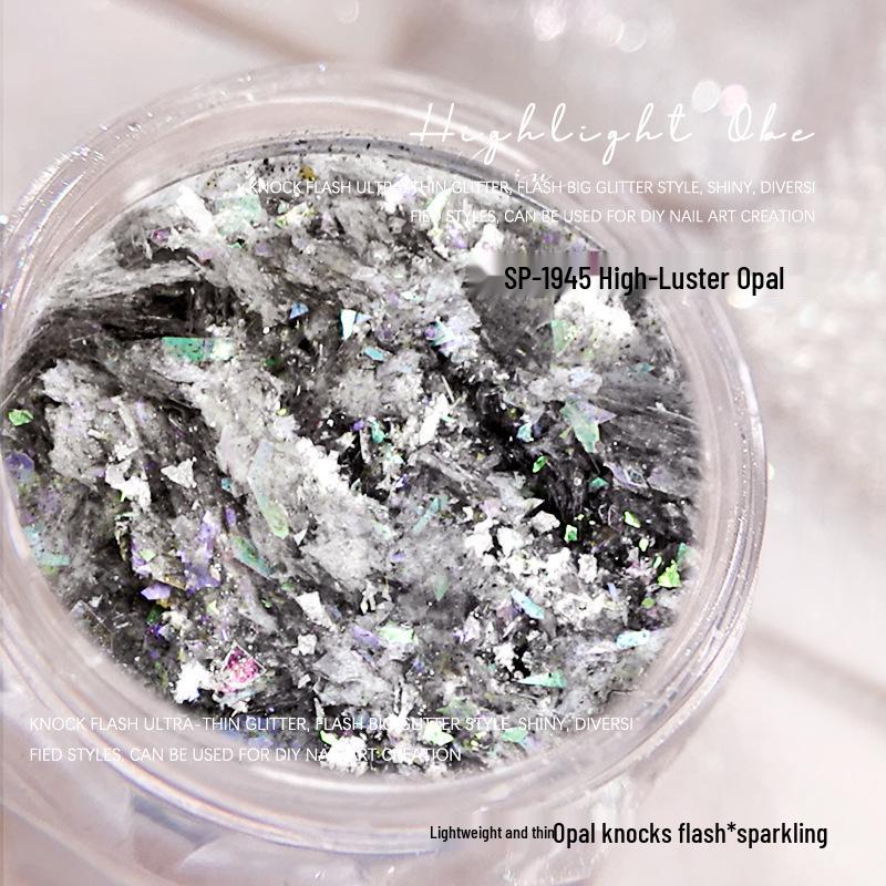 Iridescent Opal Velvet Nail Powder & Sequins Set