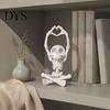 Украшение стола на Хэллоуин, парный череп-сердце, 3D-печатная статуэтка скелета, готический черно-белый декор, компактная скульптура для