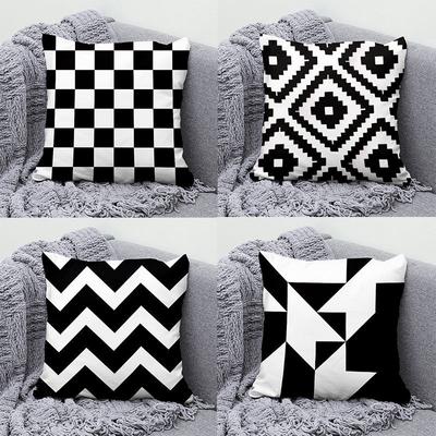 Simple Modern Black and White Geometric Pillow Cushion Living Room Sofa Pillow Back Super Pillow Case