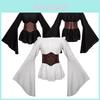 Camisa Medieval Feminina Renascentista Retrô Estilo Europeu e Americano Pirata