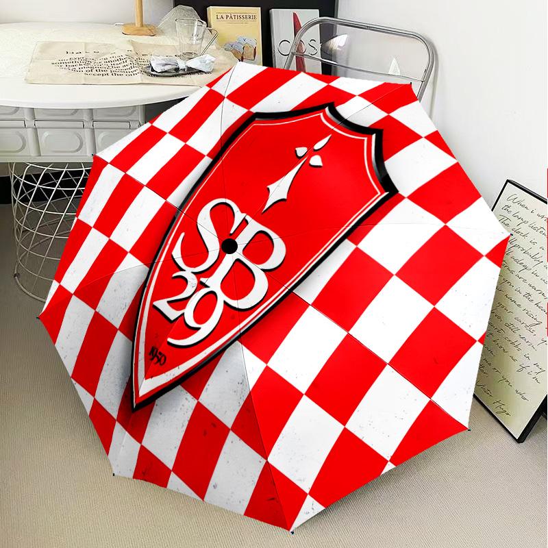 Sb29 Badge Emblem Automatic Folding Umbrella - 8-Rib Travel Umbrella with Auto Open/Close & Portable Gifts for holidays or birthdays