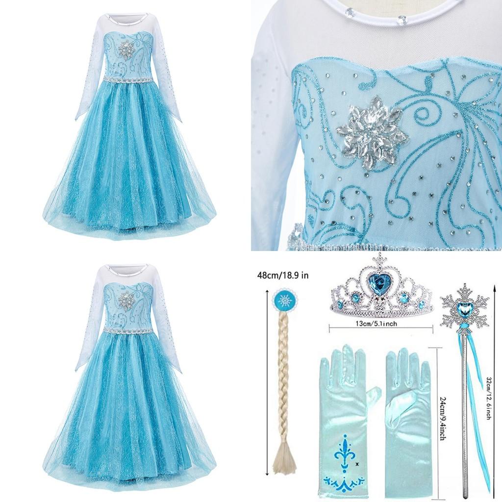 Elsa Princess Dress For Girls Halloween Costume Kids Fairy Tale Dress