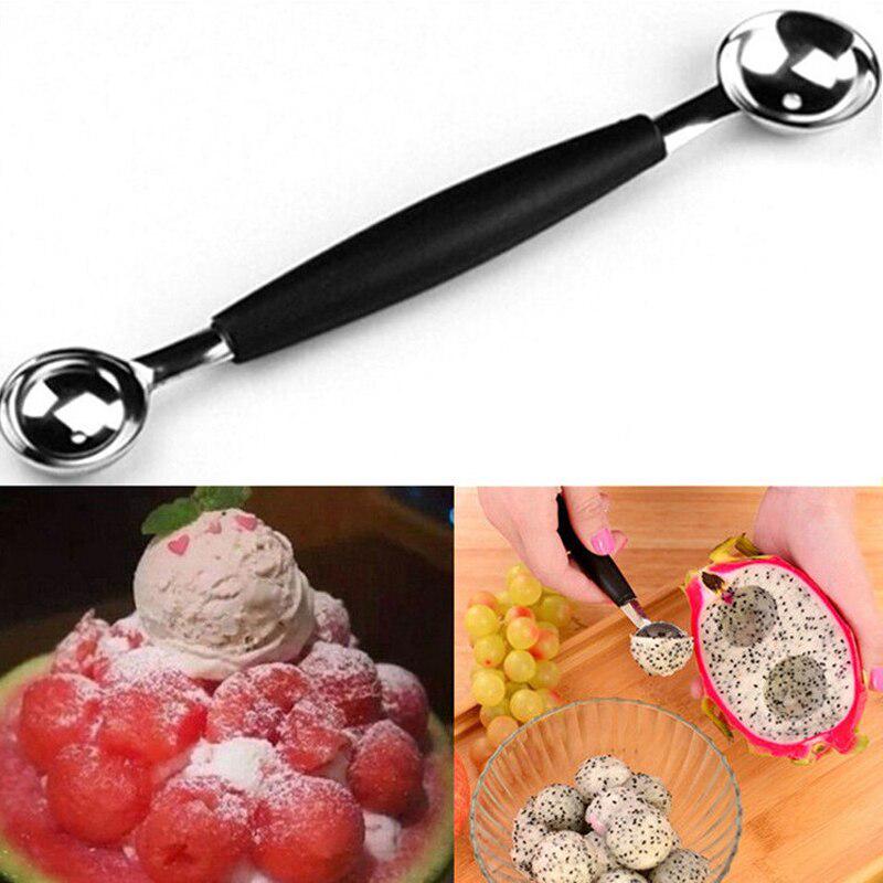 Stainless Steel Double Ended Melon Ball Scoop Fruit Spoons Kitchen