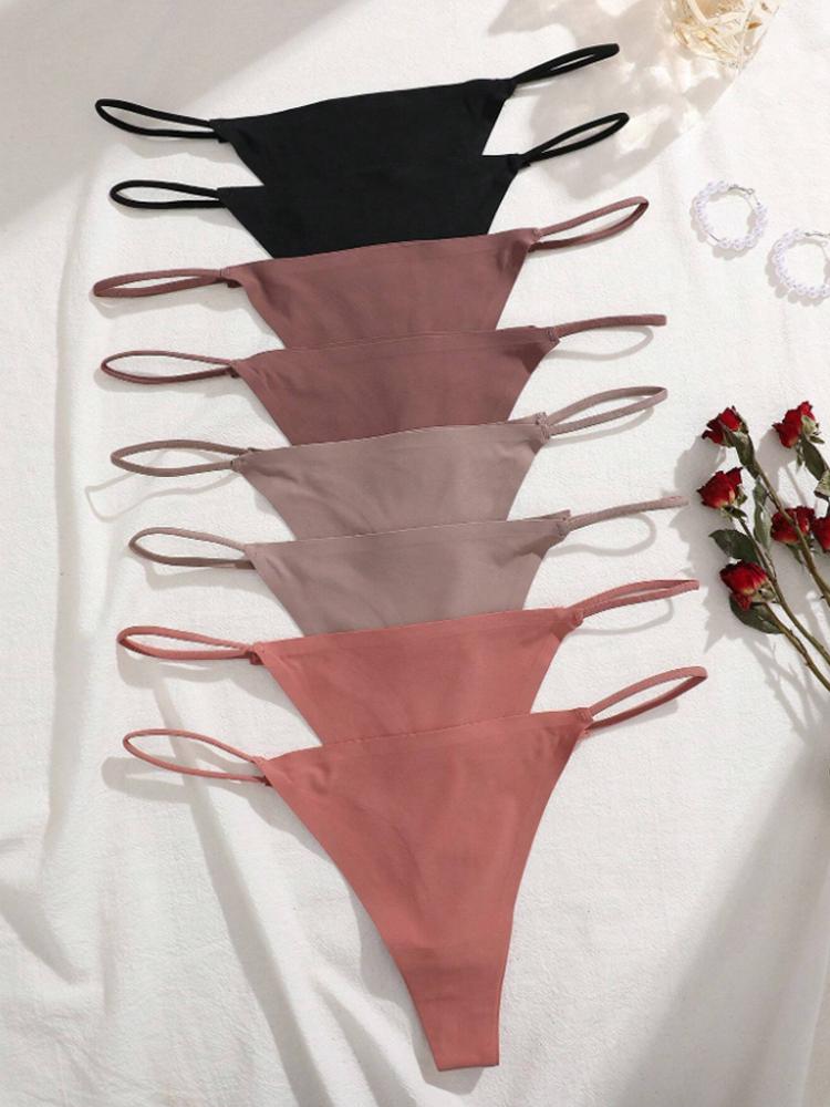 

8 шт./компл. Бесшовные стринги женские невидимые тонкие бретельки с низкой посадкой высокая эластичность трусики сексуальное нижнее белье брифы Т-образная спинка M&8Pcs
