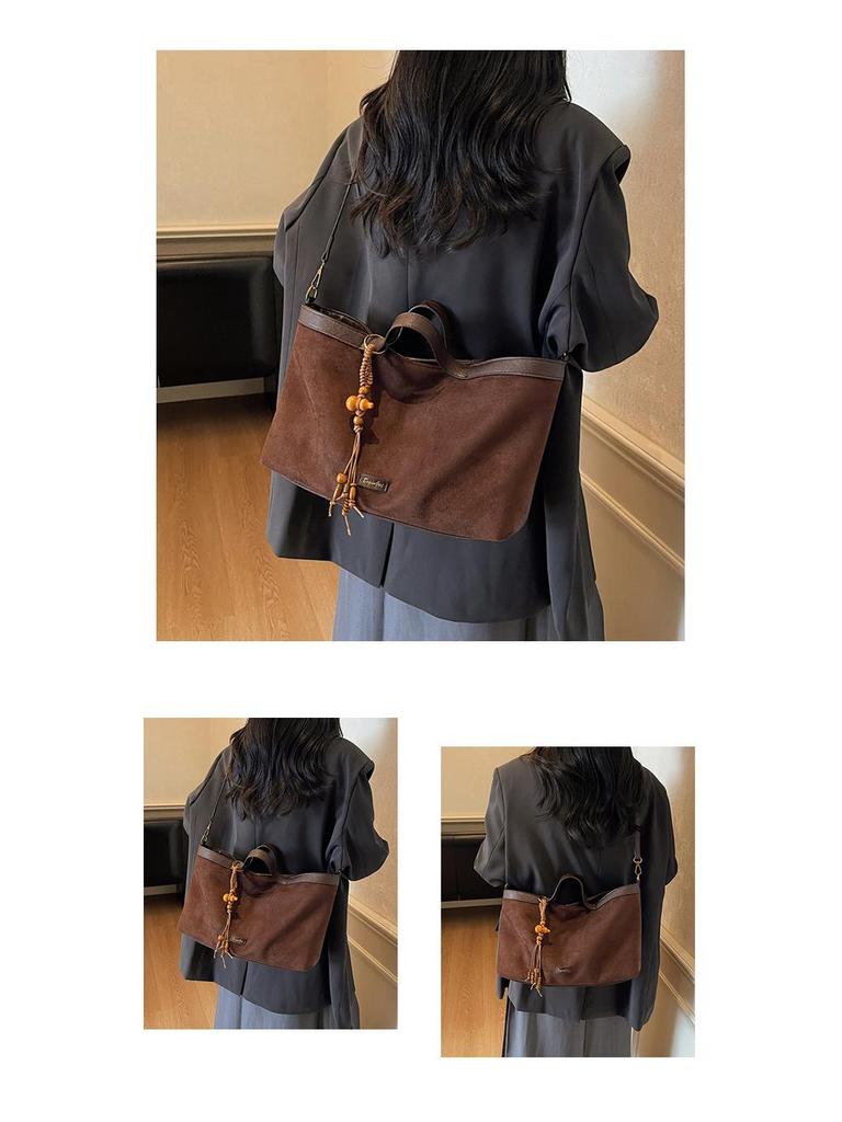 Herbst Koreanische Retro Wildleder Tragetasche - Damen Vintage Schulterhandtasche